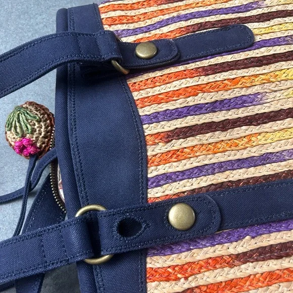 Lucky Brand canvas and straw bucket bag - Picture 8 of 12